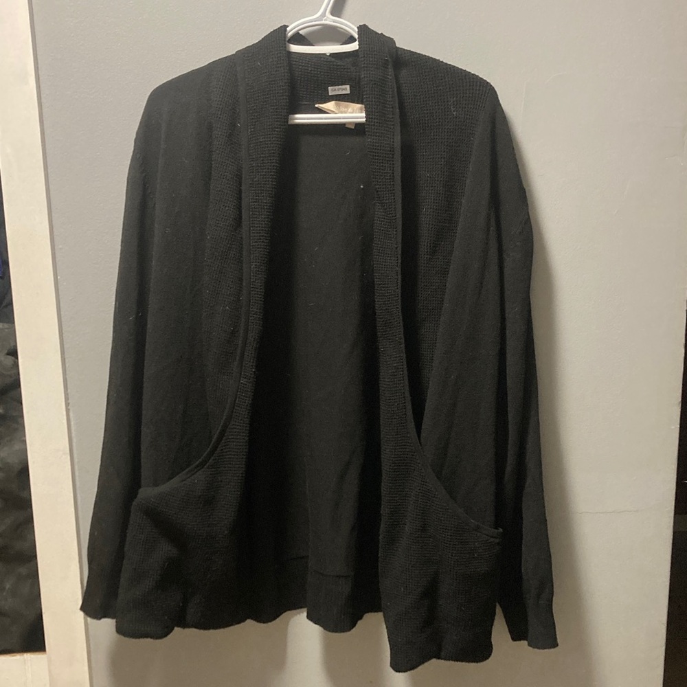 Black Open Front Women's Cardigan
